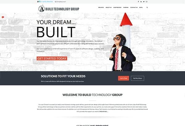 screenshot of build technology's website