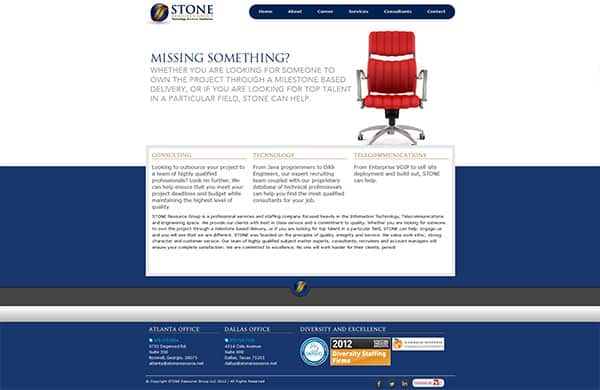 screenshot of stone resource group's website