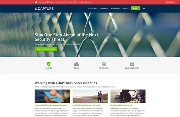 screenshot of adapture's website