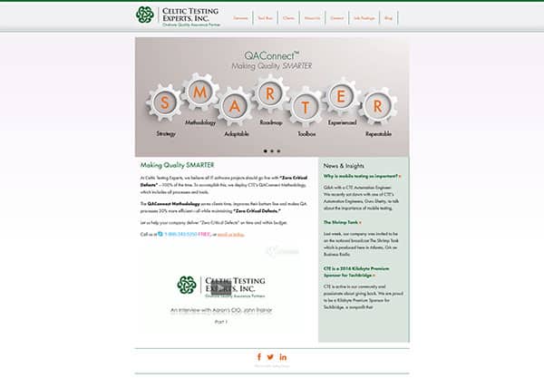 screenshot of celtic testing experts website