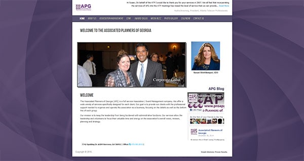 screenshot of the pro APG website